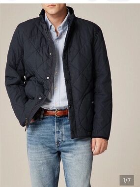 J.Crew Sussex Quilted Jacket with PrimaLoft®  Midnight Navy $238 CB622 Small